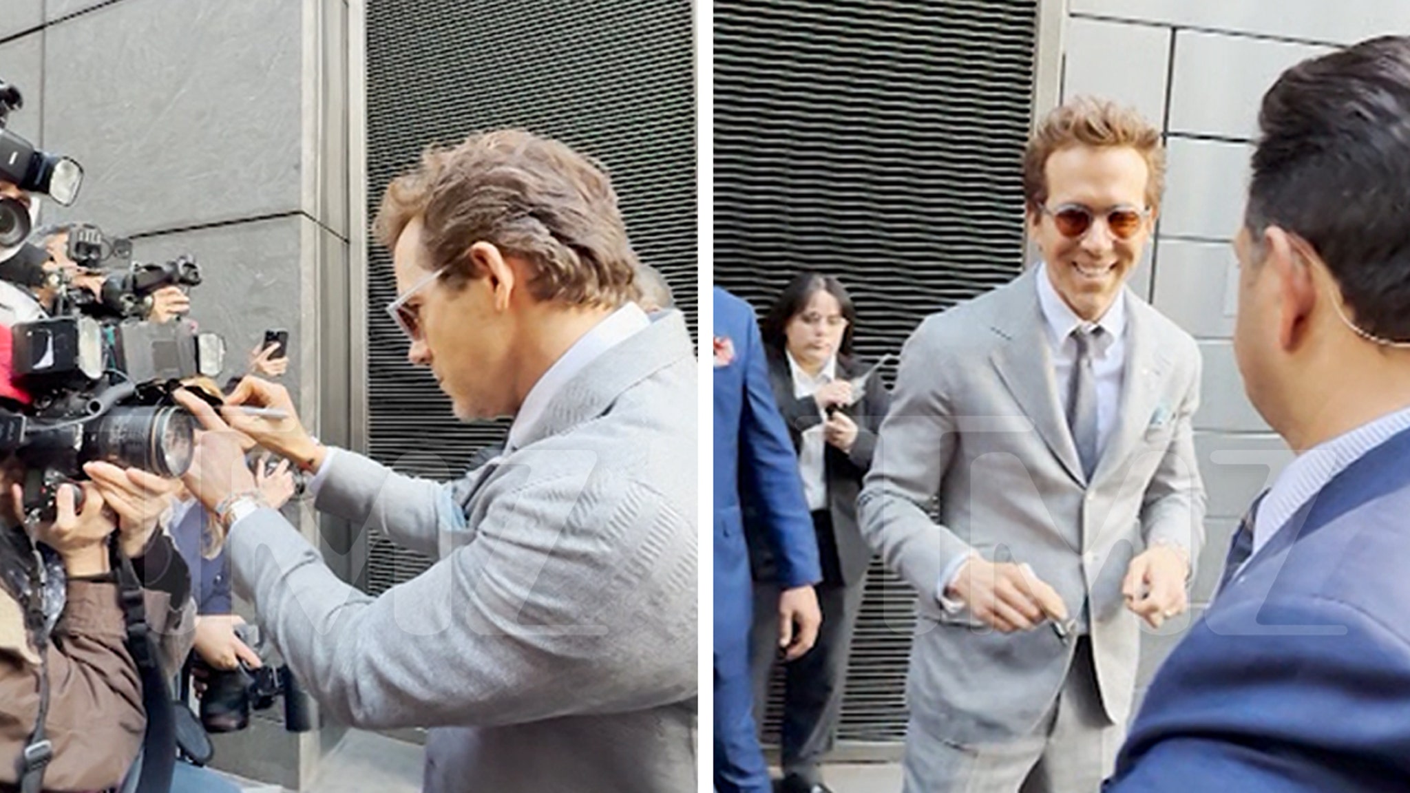 Ryan Reynolds Pretends to Sign Paparazzi Cameras at 'Another Simple Favor' Event