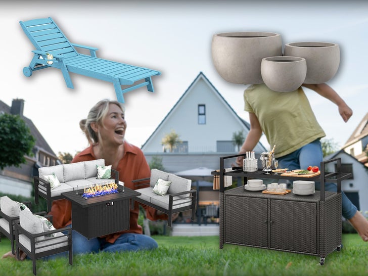 Family Sitting Outdoors Surrounded By Outdoor Furniture