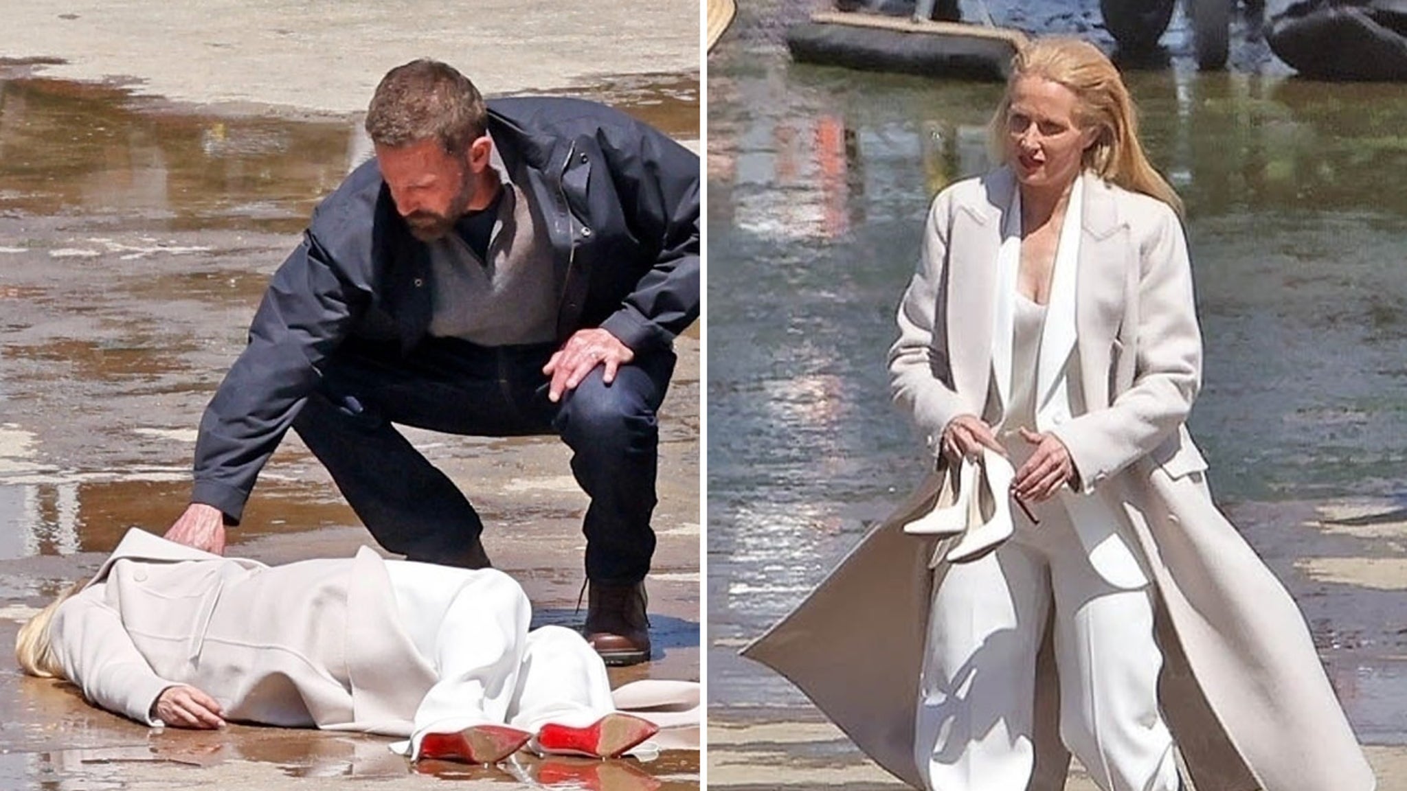 Ben Affleck Films Shootout Scene for Movie 'Animals' With Gillian Anderson