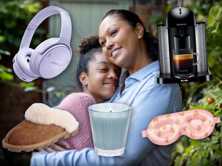 Mother And Daughter Hugging Surrounded By Gifts From Amazon