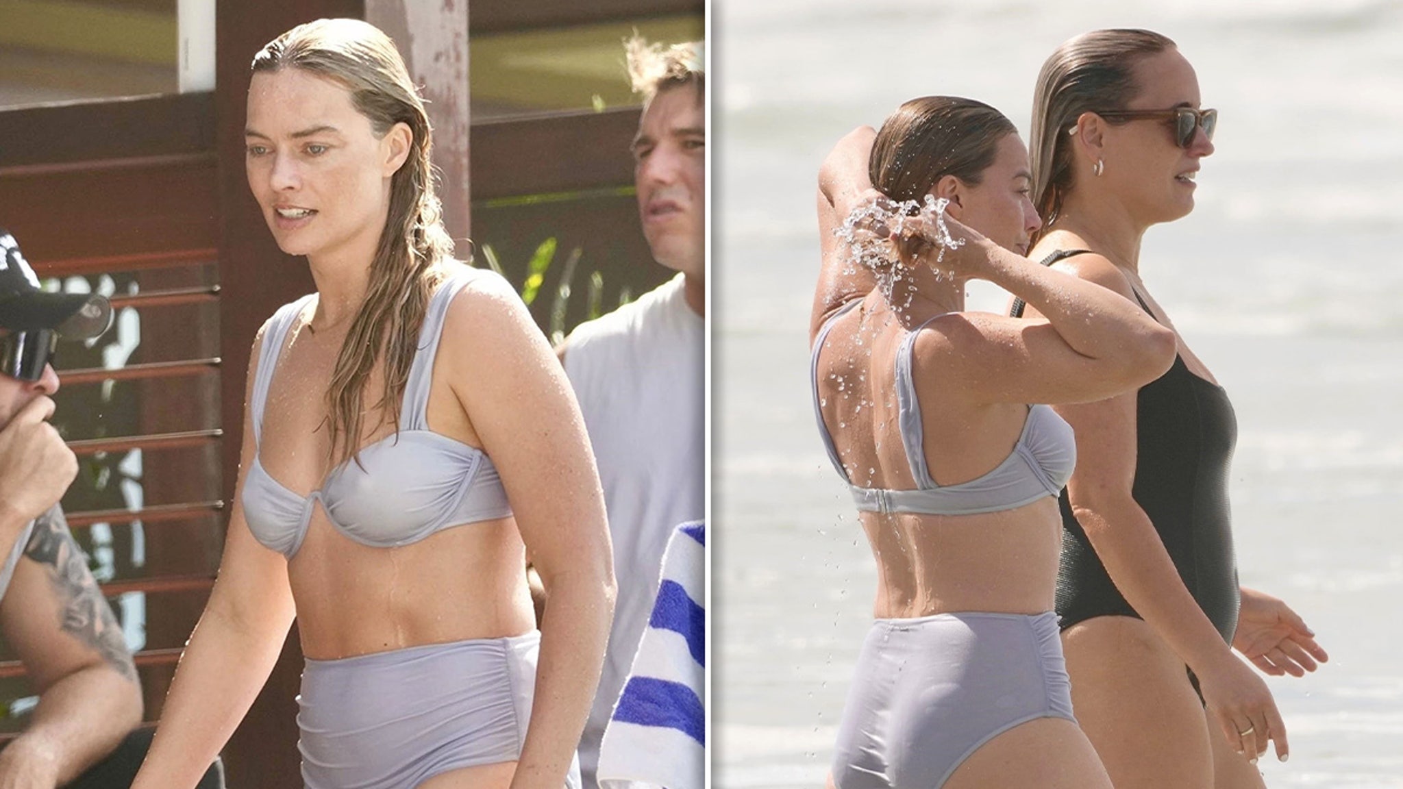 Margot Robbie Soaks Up Sun in Bikini, Wears 'Mama' Necklace on Vacation
