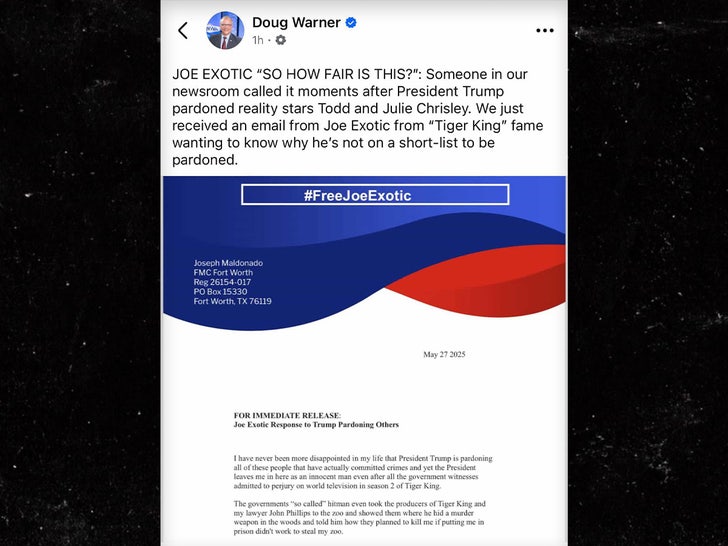 doug warner joe exotic pardoning facebook x sub