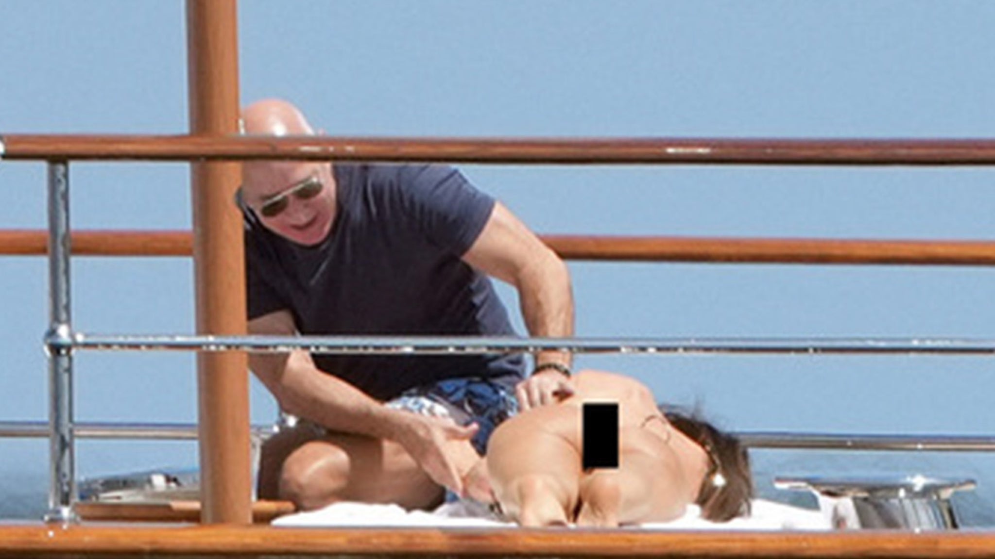Jeff Bezos & Lauren Sanchez Get Handsy on Super Yacht in South of France