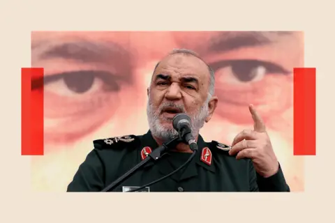Israel-Iran another huge challenge for government Getty Images Hossein Salami points upwards