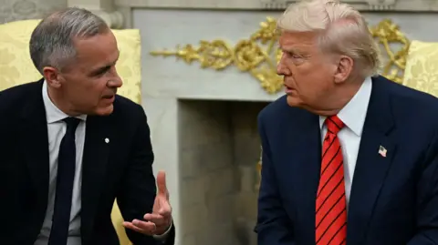 Trump says he is cutting off trade talks with Canada AFP/Getty US President Donald Trump meets with Canadian Prime Minister Mark Carney in the Oval Office of the White House in Washington, DC, on May 6, 2025.