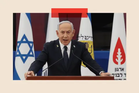 Israel-Iran another huge challenge for government Getty Images Netanyahu speaks into two microphones