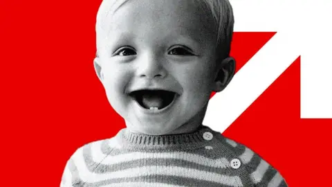 How can working parents get 15 and 30 hours of free childcare? BBC A smiling baby on a red and white background - reflecting the BBC's "cost of living" branding