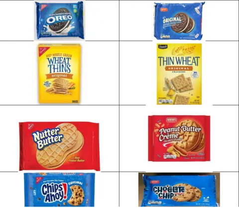 Oreo maker sues Aldi in US over 'copycat' packaging Mondelēz lawsuit A side-by-side picture of Mondelēz snacks and Aldi snacks