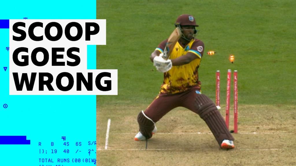 1470a1b0 447a 11f0 bace e1270fc31f5e England vs West Indies T20: Johnson Charles nutmegs the ball onto his stumps