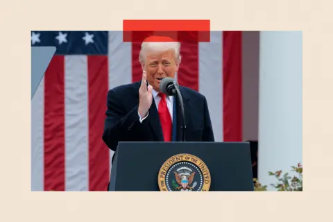 Getty Images US President Donald Trump speaks during a “Make America Wealthy Again” trade announcement event 