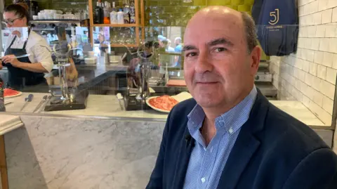 US tariff turmoil makes Spain's flagship foods seek other markets Guy Hedgecoe Jaime Fernández, international commercial director for the Spanish food firm Grupo Osborne, sitting in a bar in Seville