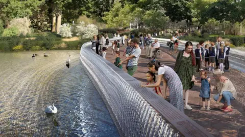 Queen Elizabeth memorial to include glass bridge and gardens FOSTER + PARTNERS A bridge in St James's Park inspired by the Queen's wedding tiara