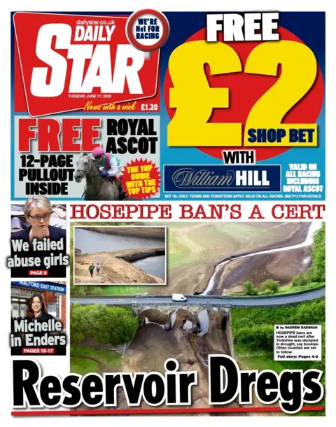 The headline on the front page of the Daily Star reads: "Reservoir dregs".
