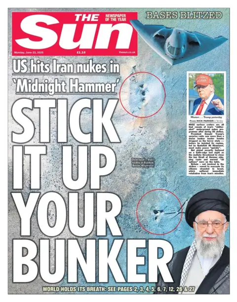 The headline on the Sun's front page reads: "Stick it up your bunker" 