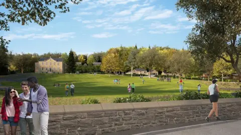 Ministers stall plans for Loch Lomond Flamingo Land resort Lomond Banks Art depicting the proposed Flamingo Land resort on the banks of Loch Lomond. People walk around a green field with modern houses and trees