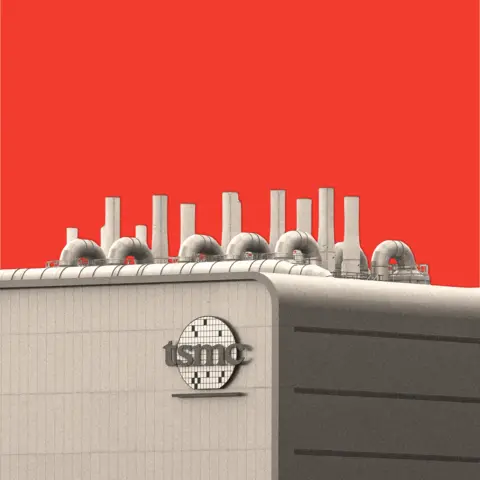 The US factory that lays bare the contradiction in Trump's policy BBC A treated image of a TSMC factory, set against a red background