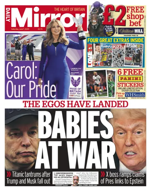 THE DAILY MIRROR The headline on the front page of the Daily Mirror reads: 'Babies at War'