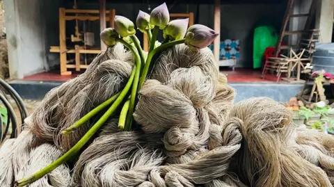 The start-ups working on cheap innovation Bijayshanti Tongbram A pile of yarn made from lotus