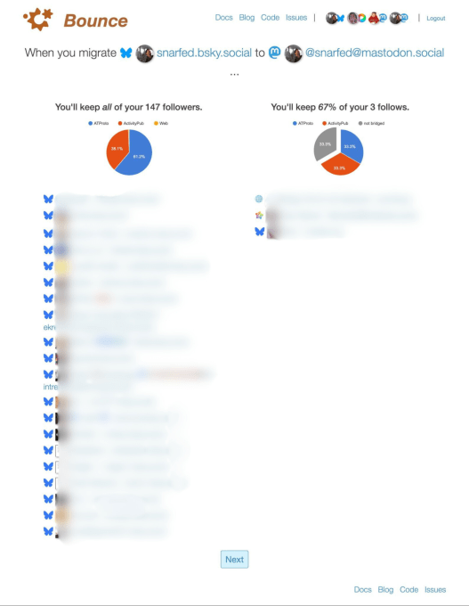 Introducing Bounce, a tool to move your following between Bluesky and Mastodon Bounce Screenshot 2 Introducing Bounce, a tool to move your following between Bluesky and Mastodon