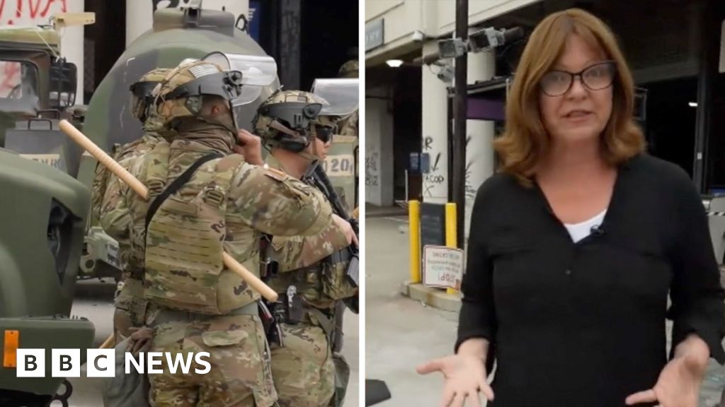 a16c86c0 4497 11f0 b6e6 4ddb91039da1 BBC on the ground as National Guard set up outside LA federal building
