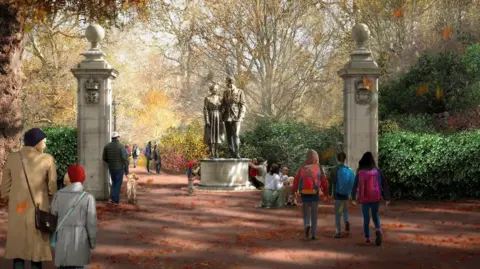 Queen Elizabeth memorial to include glass bridge and gardens FOSTER + PARTNERS Prince Philip will also be featured in the memorial to Queen Elizabeth II