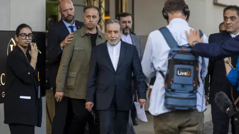 Iran will consider diplomacy when Israeli aggression stops EPA-EFE/Shutterstock Iranian Foreign Minister Abbas Araghchi talking to the media in front of the Intercontinental Hotel, after a meeting of foreign ministers of German
