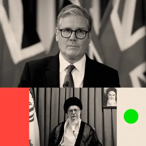Tangled history and trouble today BBC Two treated images of Keir Starmer at the top and Ali Khamenei at the bottom