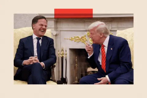 Could this be the most significant Nato since the Cold War? Getty Images Mark Rutte laughs as Donald Trump jokes during a meeting in the Oval Office of the White House on 13 March 2025 in Washington DC.