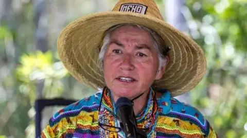The abandoned Florida airport being turned into 'Alligator Alcatraz' Eve Samples Betty Osceola wearing a straw hat and colourful shirt