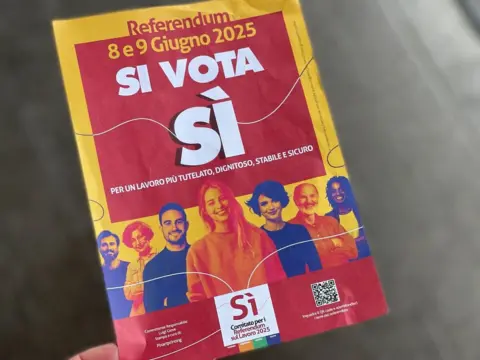 Italy citizenship referendum polarises country A vote "Yes" leaflet in Padua train station