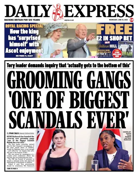 The headline on the front page of the Financial Times reads: "Grooming gangs 'one of the biggest scandals ever'".