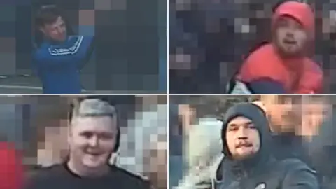 Police under attack in fifth night of unrest PSNI Collage of pictures of suspects release by police