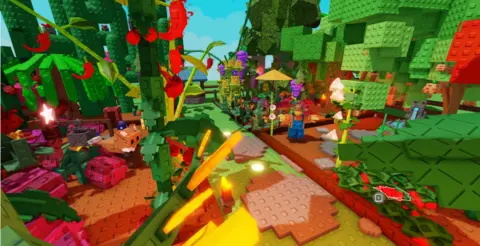 The growing popularity of gaming's surprise hit Roblox A colourful garden from the Roblox game Grow a Garden
