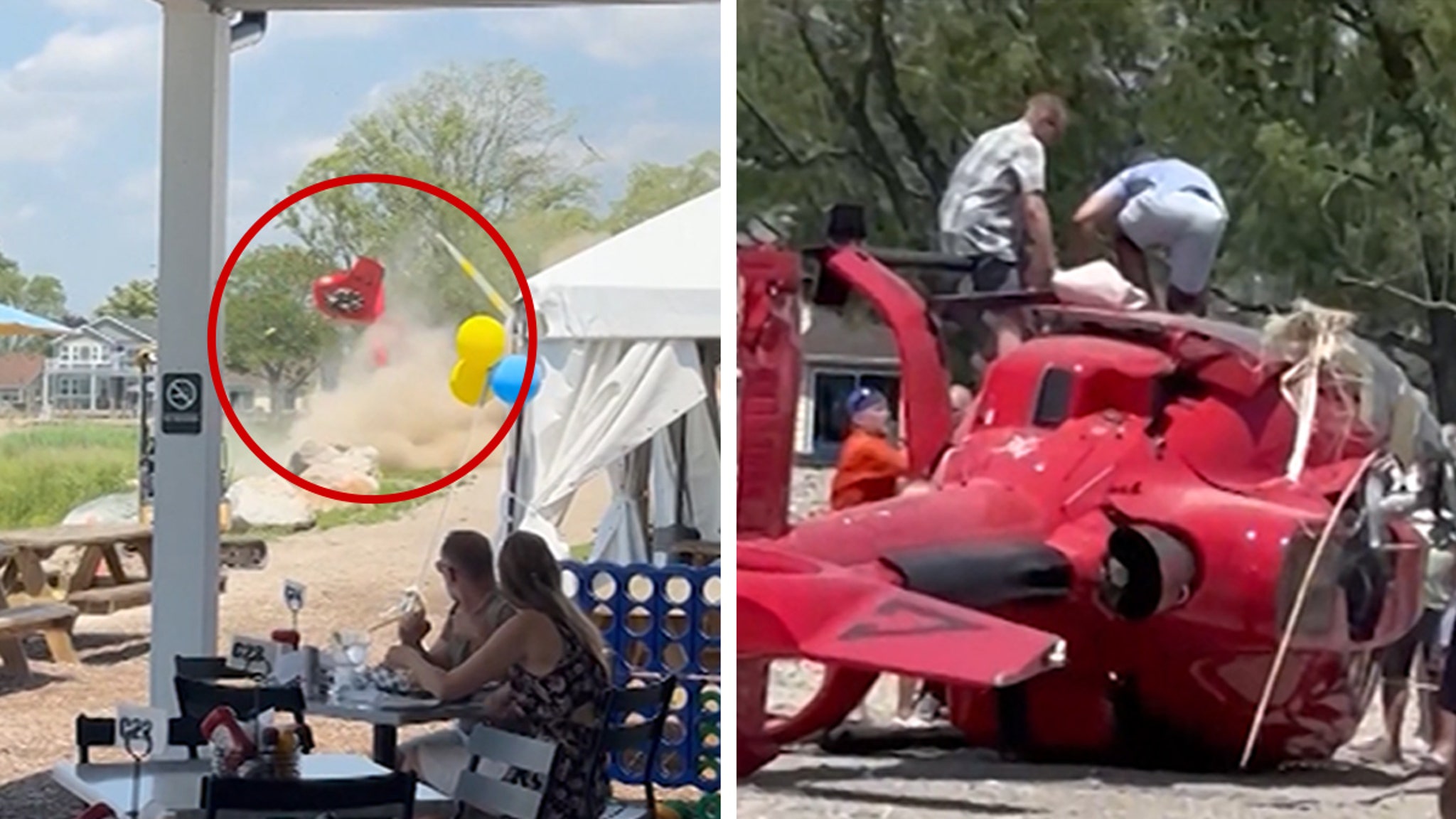 Helicopter Skips, Flips in Slow-Mo Crash Near Lakeside Restaurant, on Video