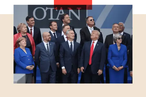 Could this be the most significant Nato since the Cold War? Getty Images German Chancellor Angela Merkel, Belgian Prime Minister Charles Michel, NATO Secretary General Jens Stoltenberg, US President Donald Trump and British Prime Minister Theresa May attend the opening ceremony at the 2018 Nato Summit on 11 July 2018 in Brussels, Belgium.