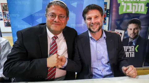 UK sanctions Israeli ministers over Gaza comments Getty Images Itamar Ben-Gvir, Israeli far-right lawmaker and Bezalel Smotrich