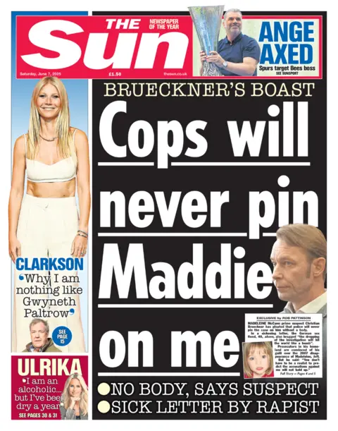 THE SUN The headline on The Sun reads: 'Cops will never pin Maddie on me'