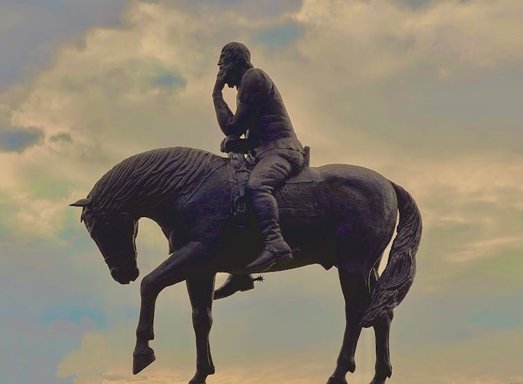 Jews were barred from Spain’s New World colonies − but that didn’t stop Jewish and converso writers from describing the Americas A statue of a man looking deep in thought as he sits on a horse.