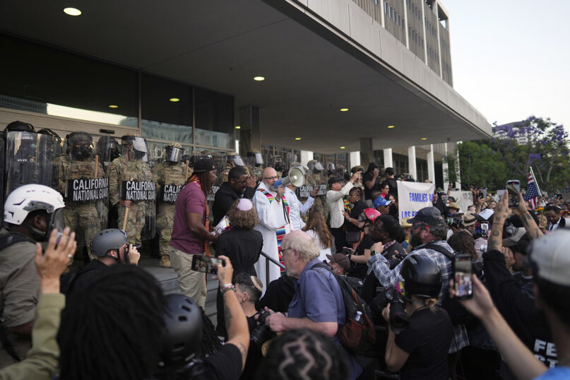 In LA, faith leaders protest to stand up for the detained and keep the peace webRNS California Protests Faith2 In LA, faith leaders protest to stand up for the detained and keep the peace