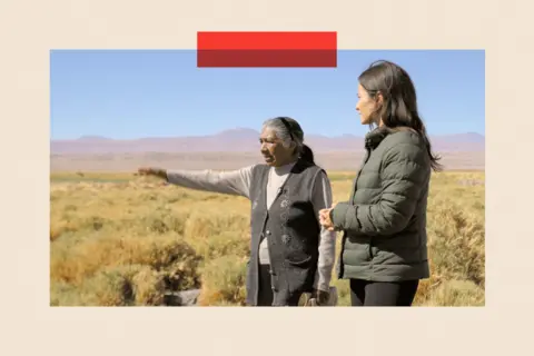 The rise of green tech is feeding another environmental crisis Ben Derico/BBC Raquel Celina Rodriguez speaks to reporter Ione Wells