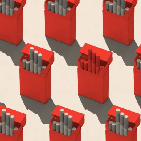 The illegal cigarettes trade in the UK signals a deeper problem BBC A treated image of a collection of red, opened cigarette boxes