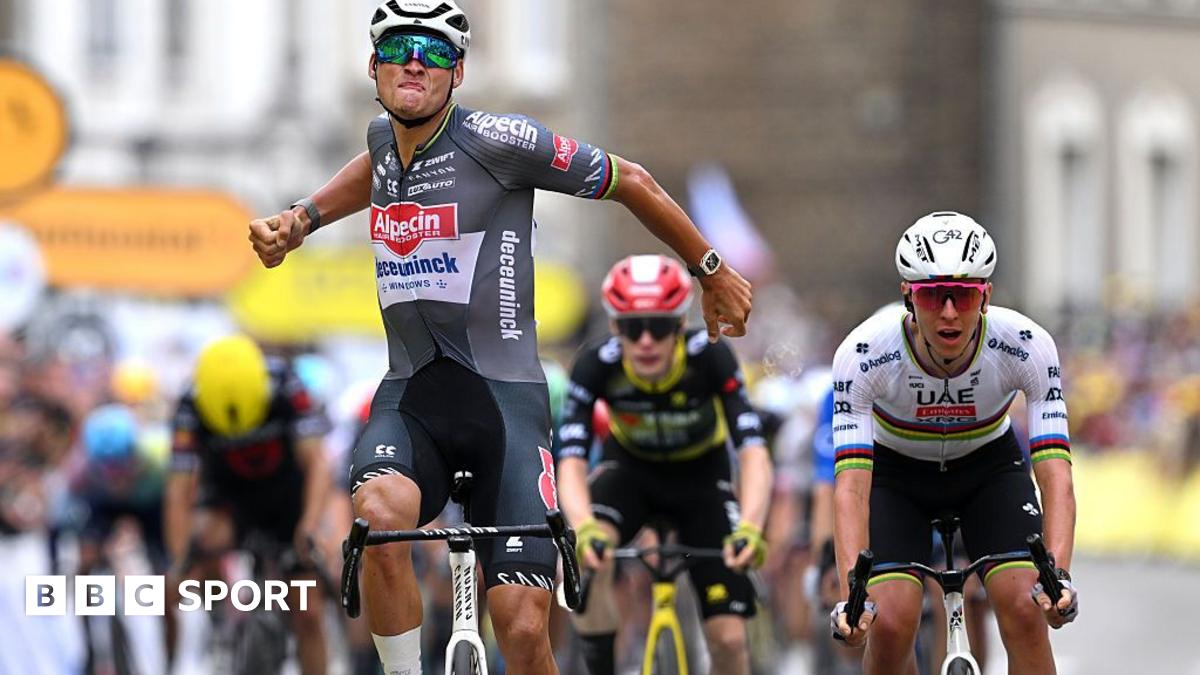 341527f0 5a84 11f0 b5c5 012c5796682d Tour de France: Mathieu van der Poel edges out Tadej Pogacar in sprint finish to win stage two
