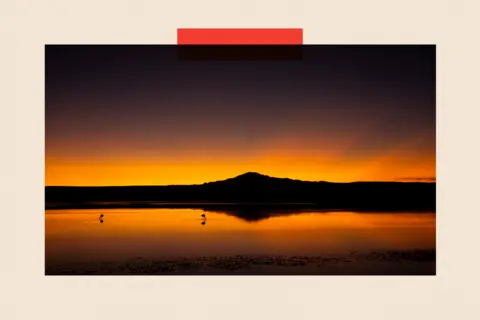 The rise of green tech is feeding another environmental crisis Ben Derico/BBC Wide panoramic scene at sunset showing two birds in the distance