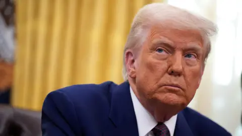What have tariffs really done to the US economy? Getty Images US President Donald Trump in a blue suit, looking off at an angle