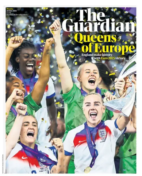 The headline on the front page of the Guardian reads: "Queens of Europe".