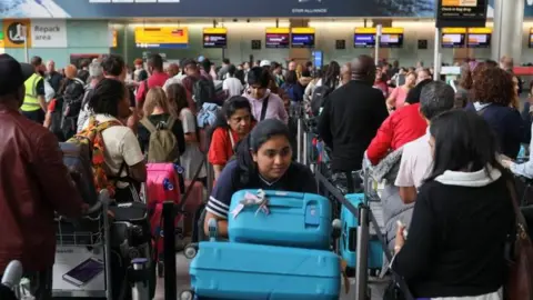 Airlines demand answers after Air Traffic Control failure Reuters Passengers wait in line at Heathrow Airport, after radar failure led to the suspension of outbound flights across the UK