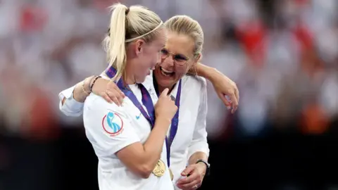 Euro 2025 final - England v Spain: What makes Lionesses manager Sarina Wiegman so successful? Getty Images Sarina Wiegman and Beth Mead