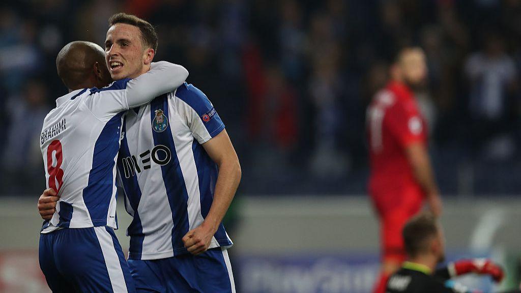 Diogo Jota death: Liverpool striker's best moments in pictures Diogo Jota celebrates scoring Porto's fifth goal against Leicester with team-mate Yacine Brahimi