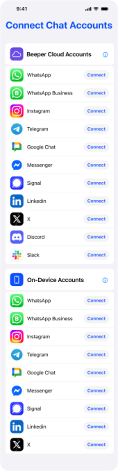 Beeper's all-in-one messaging app relaunches with an on-device model and premium upgrades Adding an account Beeper's all-in-one messaging app relaunches with an on-device model and premium upgrades