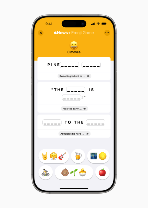 Apple News Plus Emoji Game gameplay 01 Copy Apple News+ adds a new game that uses emoji and Genmoji to sovle puzzles